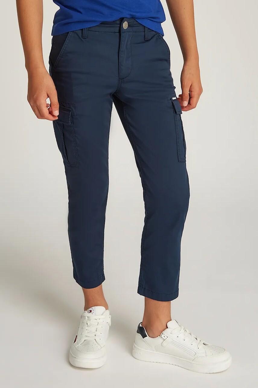 Detské nohavice Tommy Hilfiger tmavomodrá farba, jednofarebné, KB0KB09303