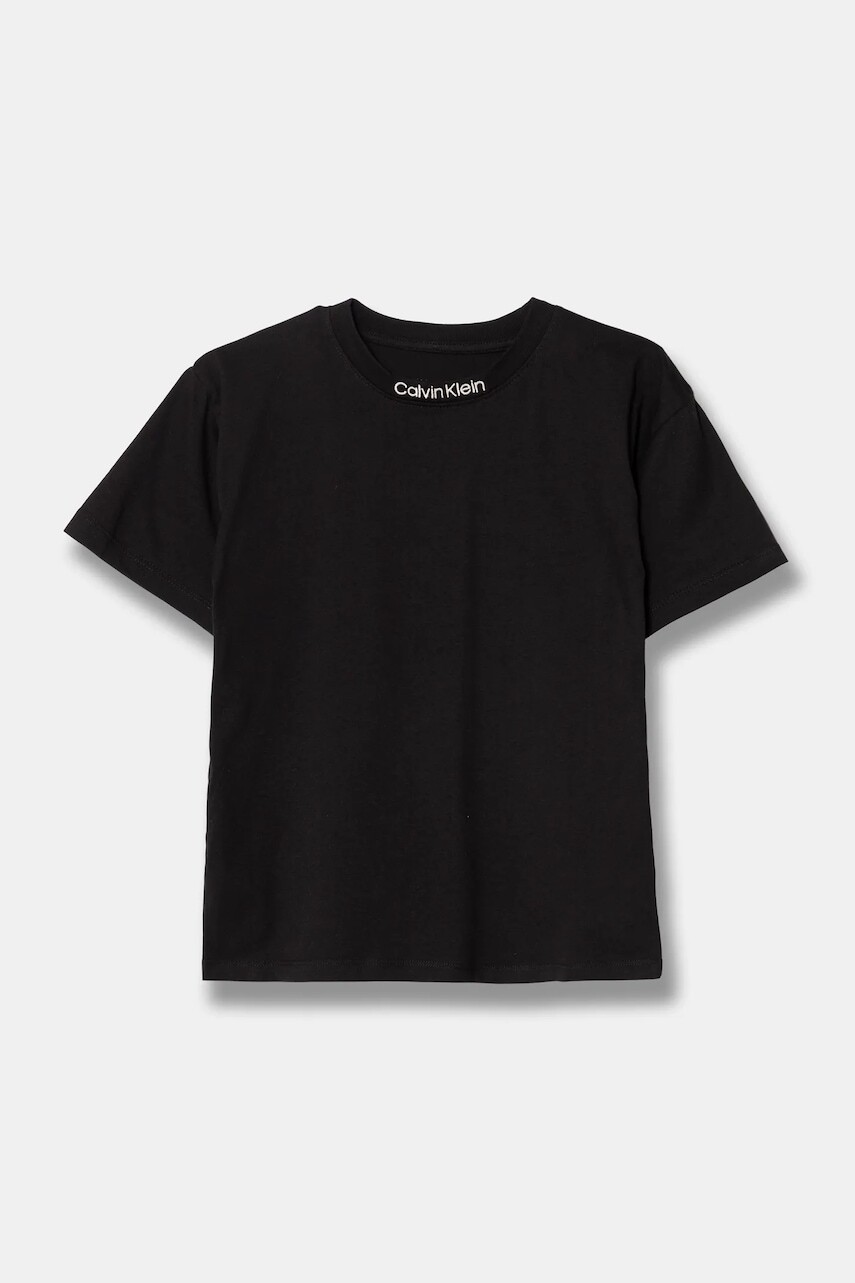 Detské bavlnené tričko Calvin Klein Jeans 0 čierna farba, jednofarebné, IB0IB02353