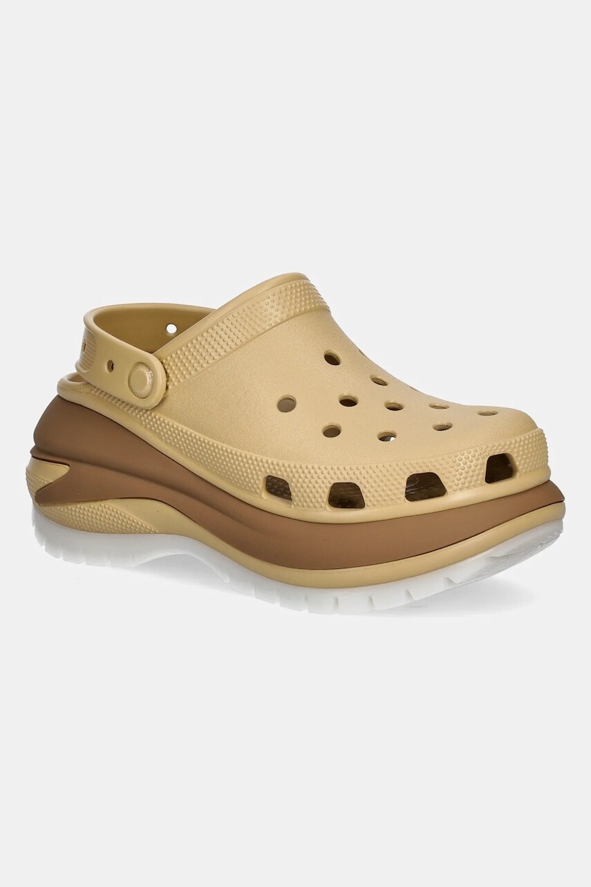 Šľapky Crocs Mega Crush Matte Clog dámske, béžová farba, na platforme, 210749