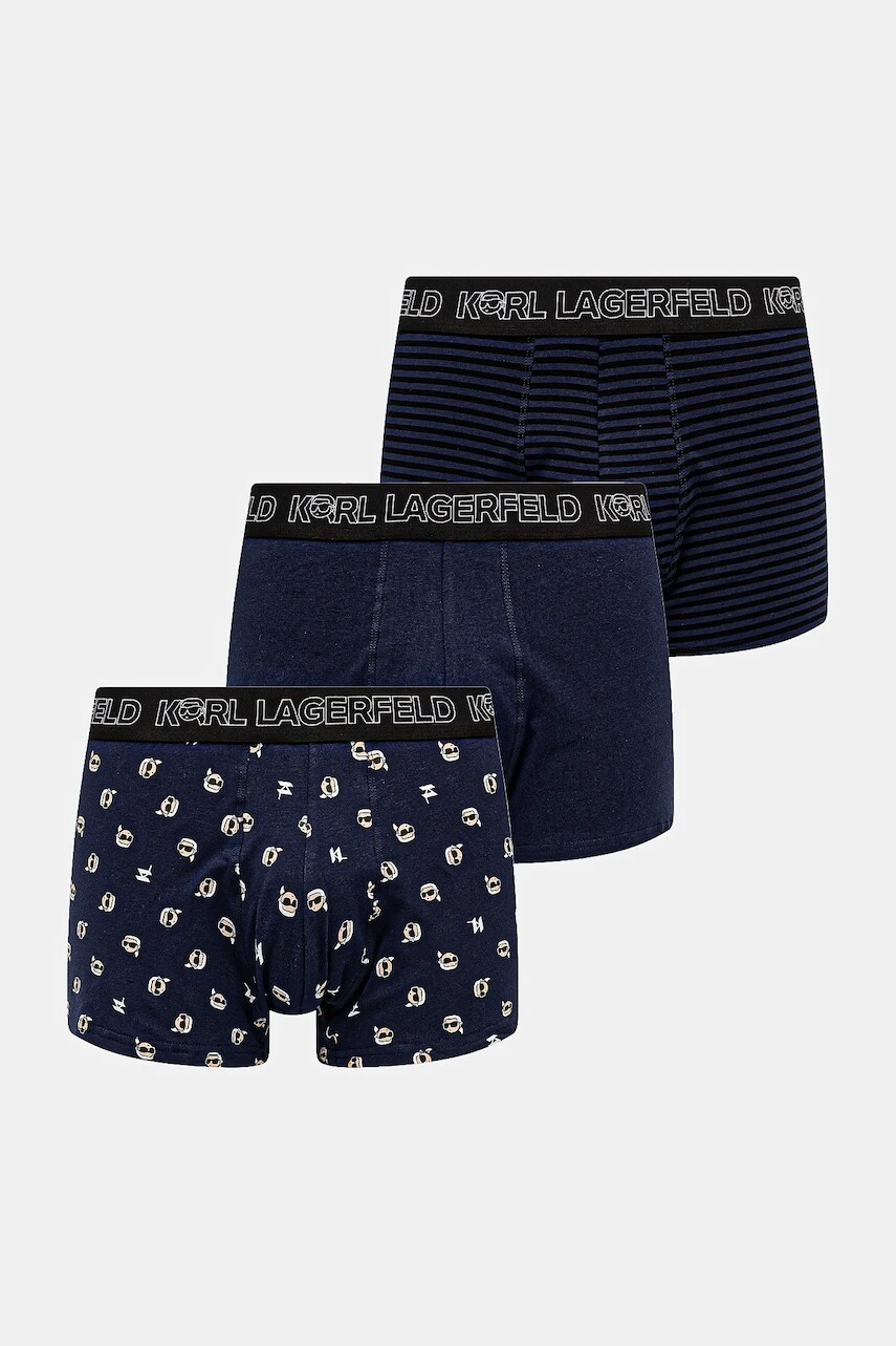 Boxerky Karl Lagerfeld 3-pak pánske, tmavomodrá farba, A1M47042