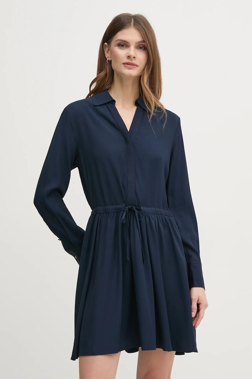 Šaty Tommy Hilfiger tmavomodrá farba, mini, áčkový strih, WW0WW44020