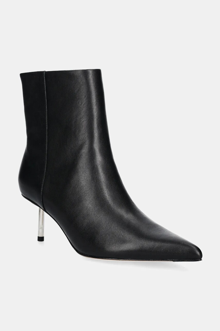 Kožené členkové topánky Stand Studio Madison Studded Boot dámske, čierna farba, na vysokom podpätku, 66335-7770