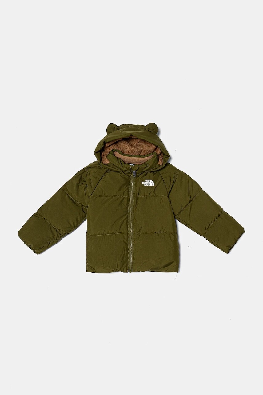 Detská páperová bunda The North Face BABNORTH DOWN FLEECE LINED JACKET zelená farba, NF0A88W2PIB1
