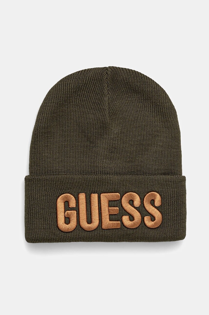 Detská čiapka Guess zelená farba biela, z tenkej pleteniny, L0BZ00 Z2QO0