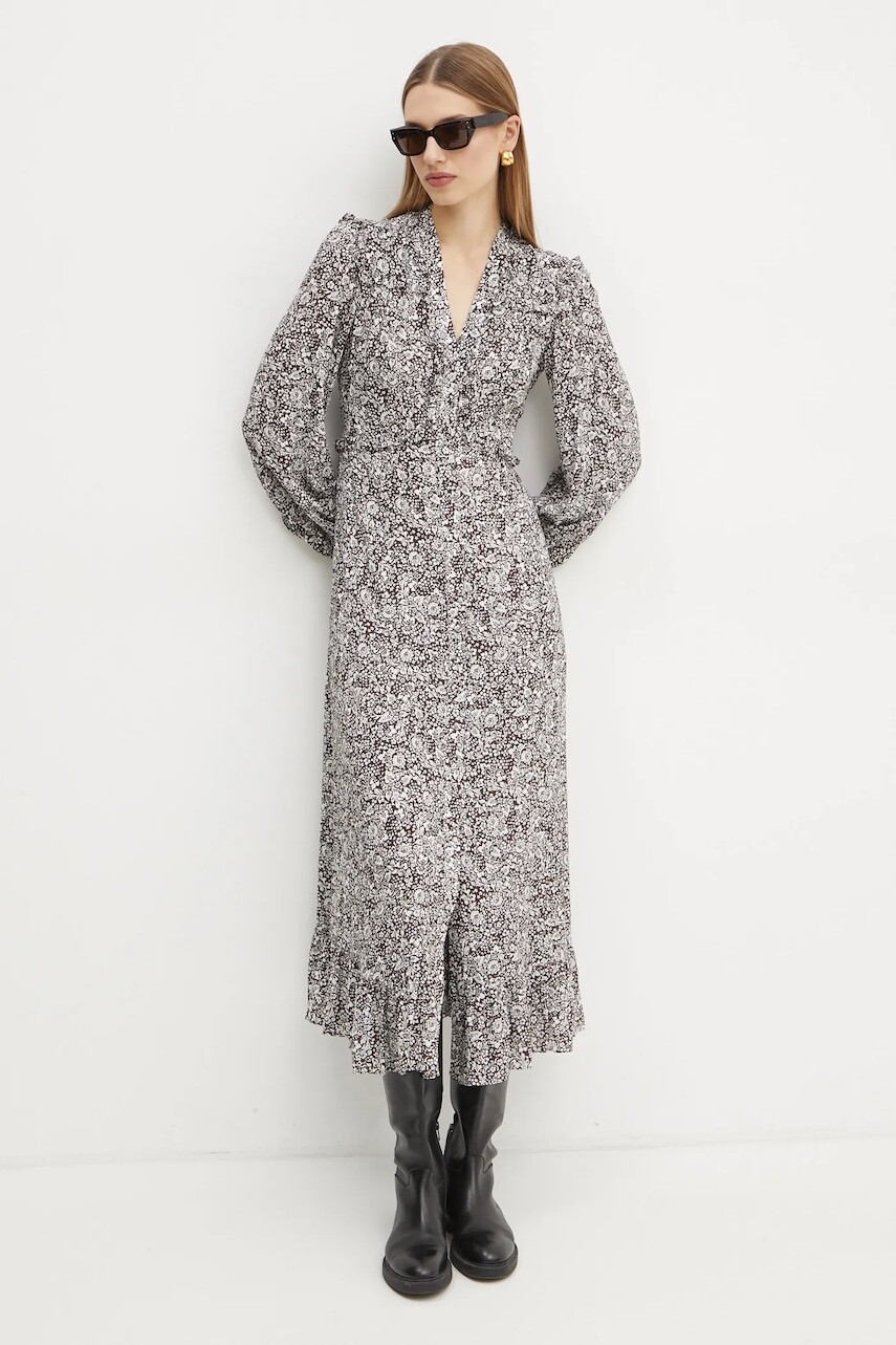 Šaty Weekend Max Mara hnedá farba, maxi, áčkový strih, 2425226023600