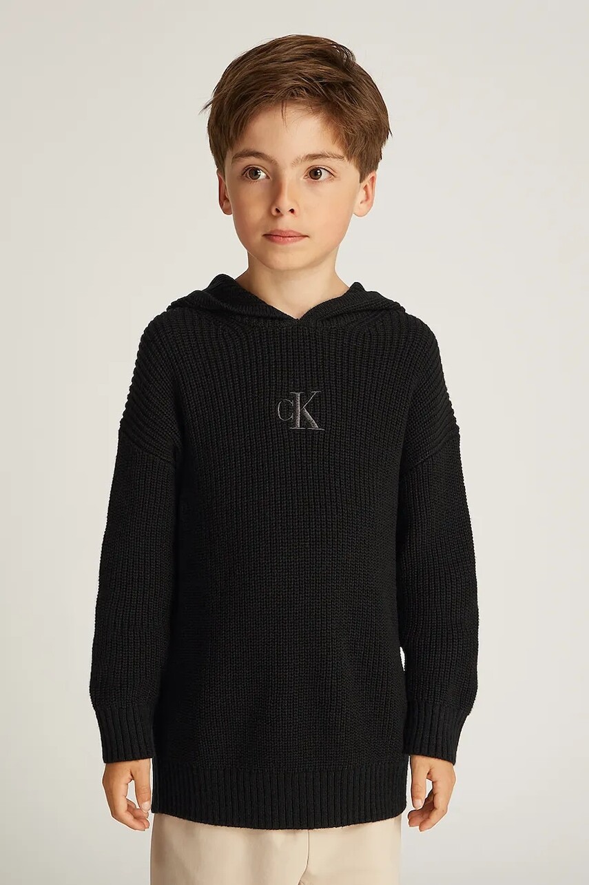 Bavlnený sveter Calvin Klein Jeans čierna farba, IB0IB02413