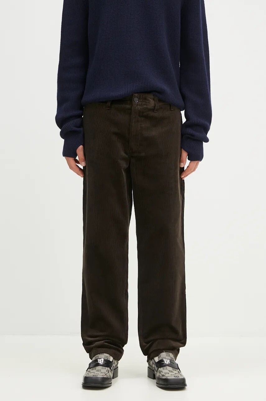 Menčestrové nohavice Norse Projects Aros Regular Wide Wale Corduroy Chino hnedá farba, rovné, N25.0407.2022