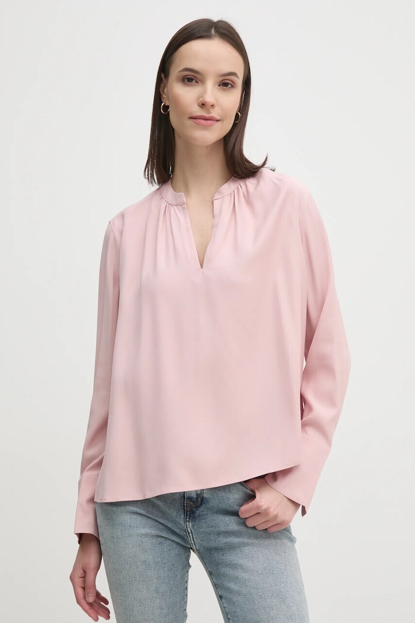 Blúzka Tommy Hilfiger dámska, ružová farba, jednofarebná, WW0WW44049