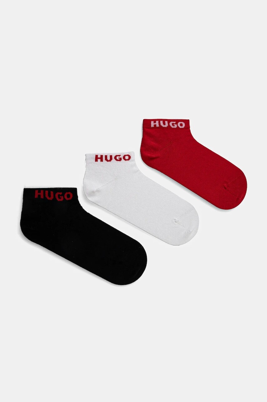 Ponožky HUGO 3-pak dámske, biela farba, 50516397