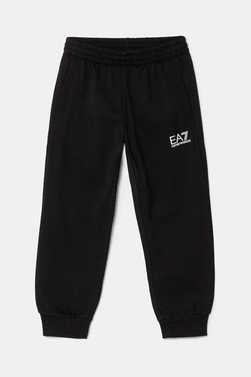 Detské bavlnené tepláky EA7 Emporio Armani čierna farba, jednofarebné, 7B000027 AF10380