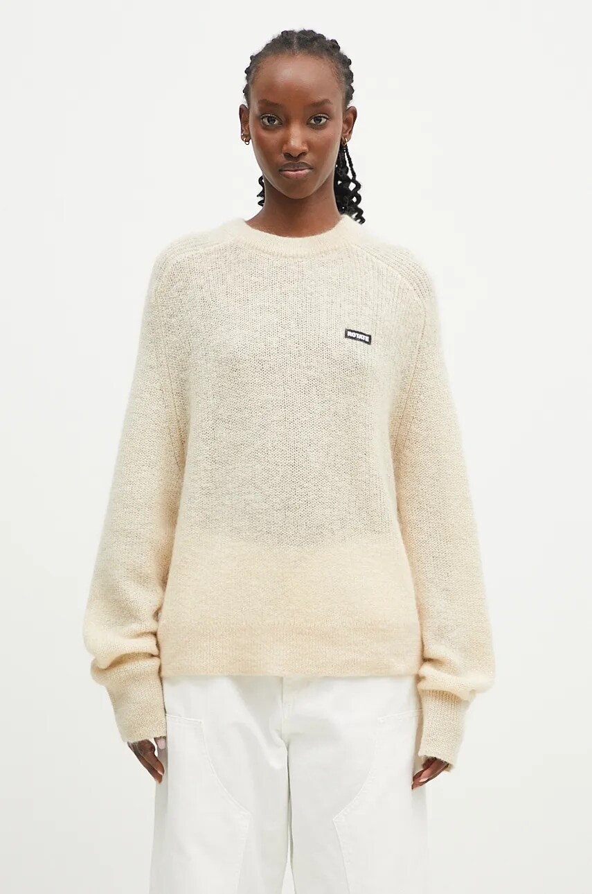 Vlnený sveter Rotate Light Knit Logo dámsky, béžová farba, tenký, 1128671876