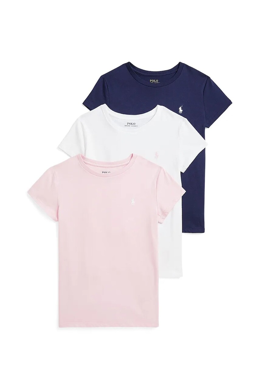 Detské bavlnené tričko Polo Ralph Lauren 3-pak ružová farba, 313902553004