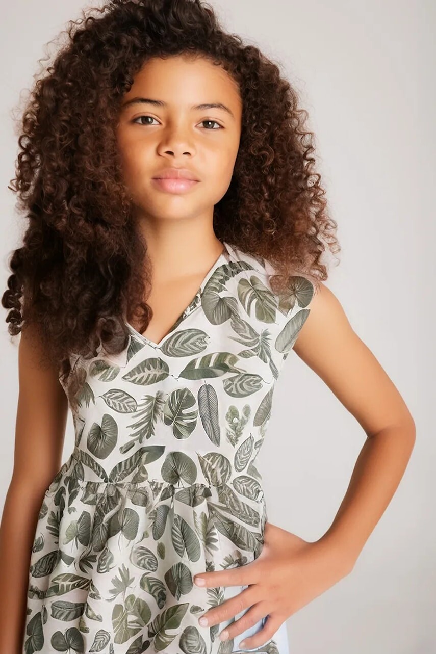 Dievčenské šaty Mayoral zelená farba, mini, rovný strih, 6991