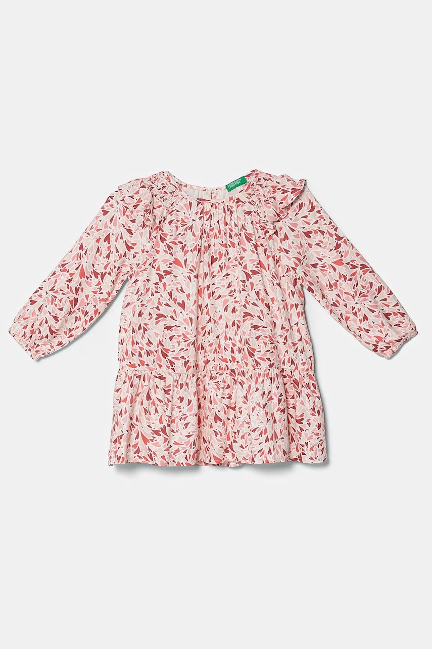 Dievčenské šaty United Colors of Benetton ružová farba, mini, áčkový strih, 4WUAGV01U