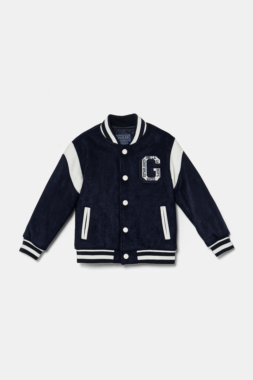 Detská bunda bomber Guess tmavomodrá farba, N5RL07 WG970