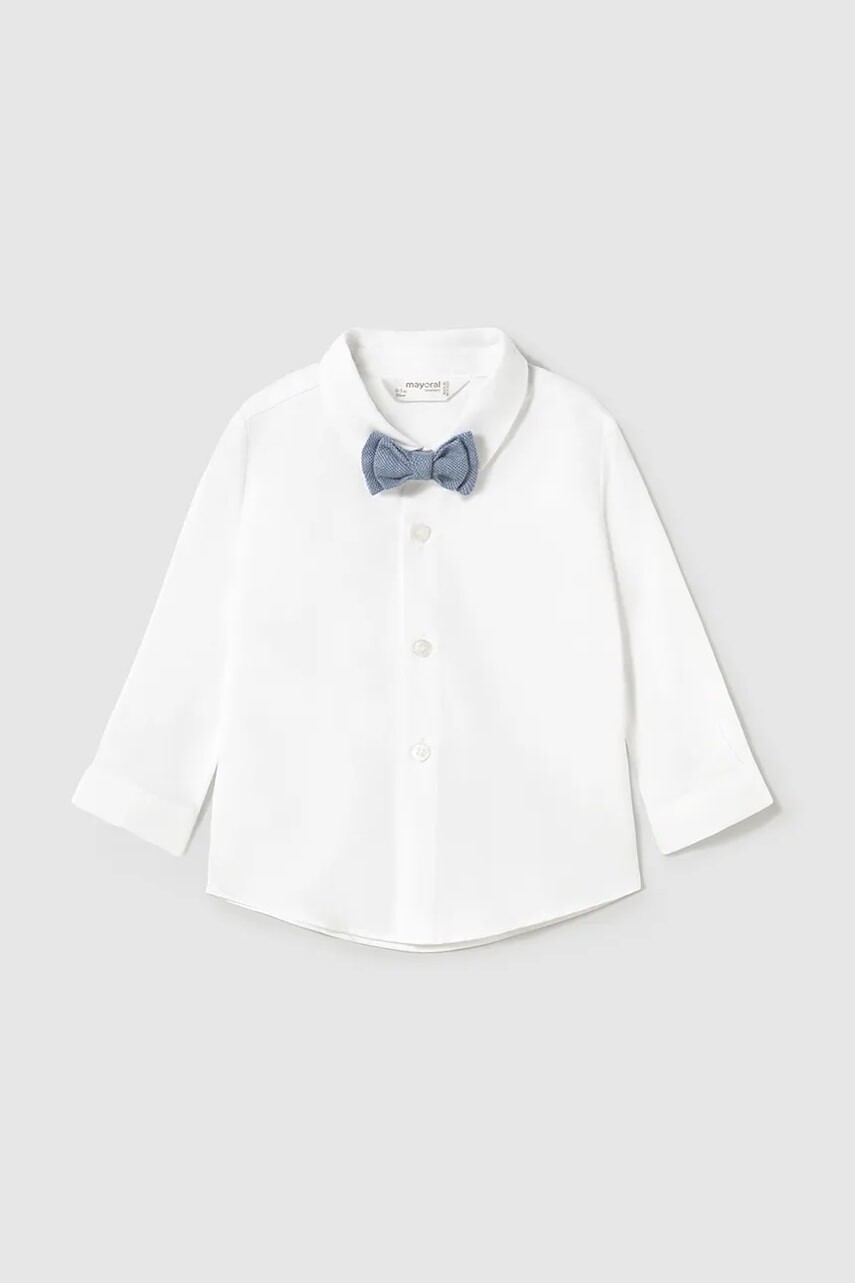 Bavlnená košeľa pre bábätká Mayoral Newborn biela farba, 1102