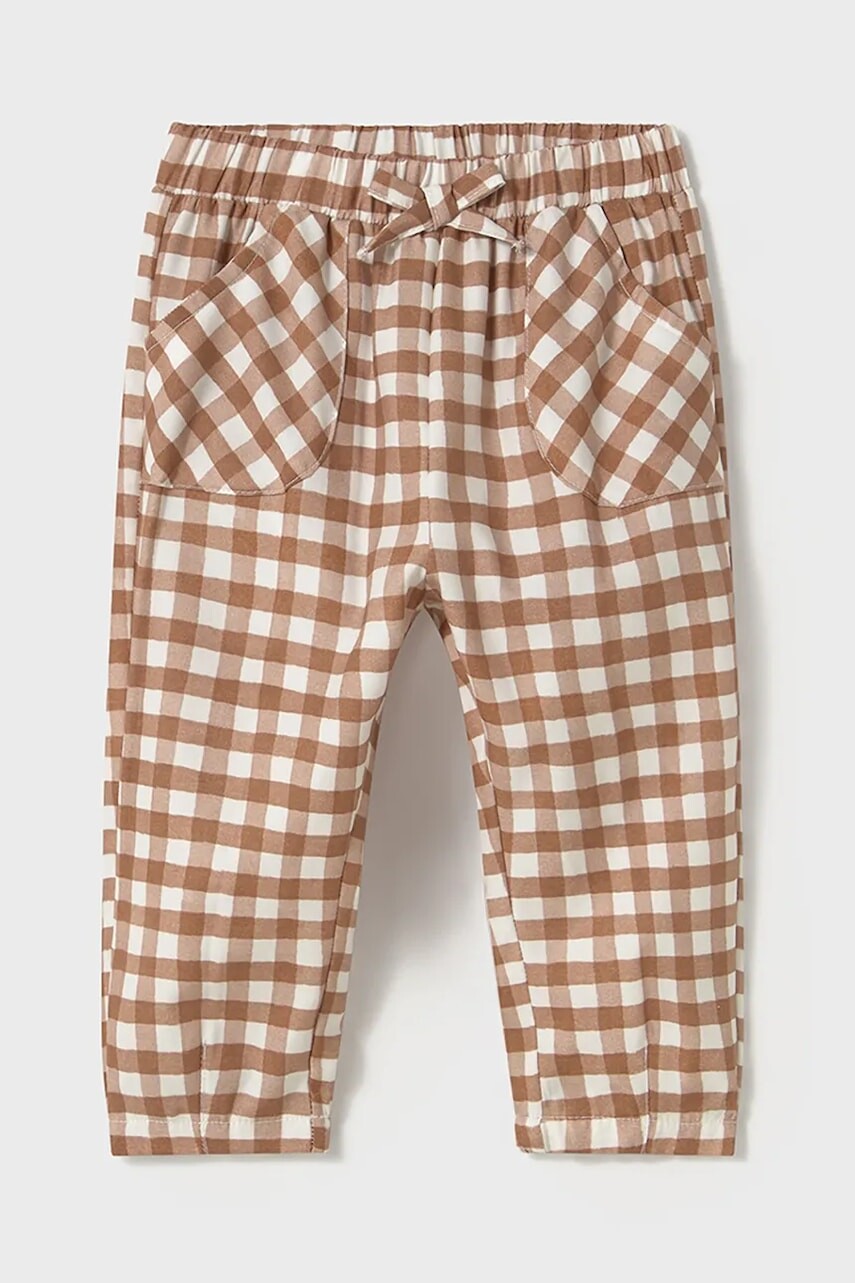 Detské bavlnené nohavičky Mayoral hnedá farba, vzorované, 1570