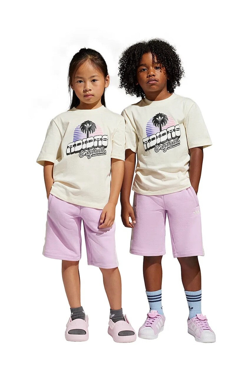 Detská bavlnená súprava adidas Originals fialová farba, JC8533