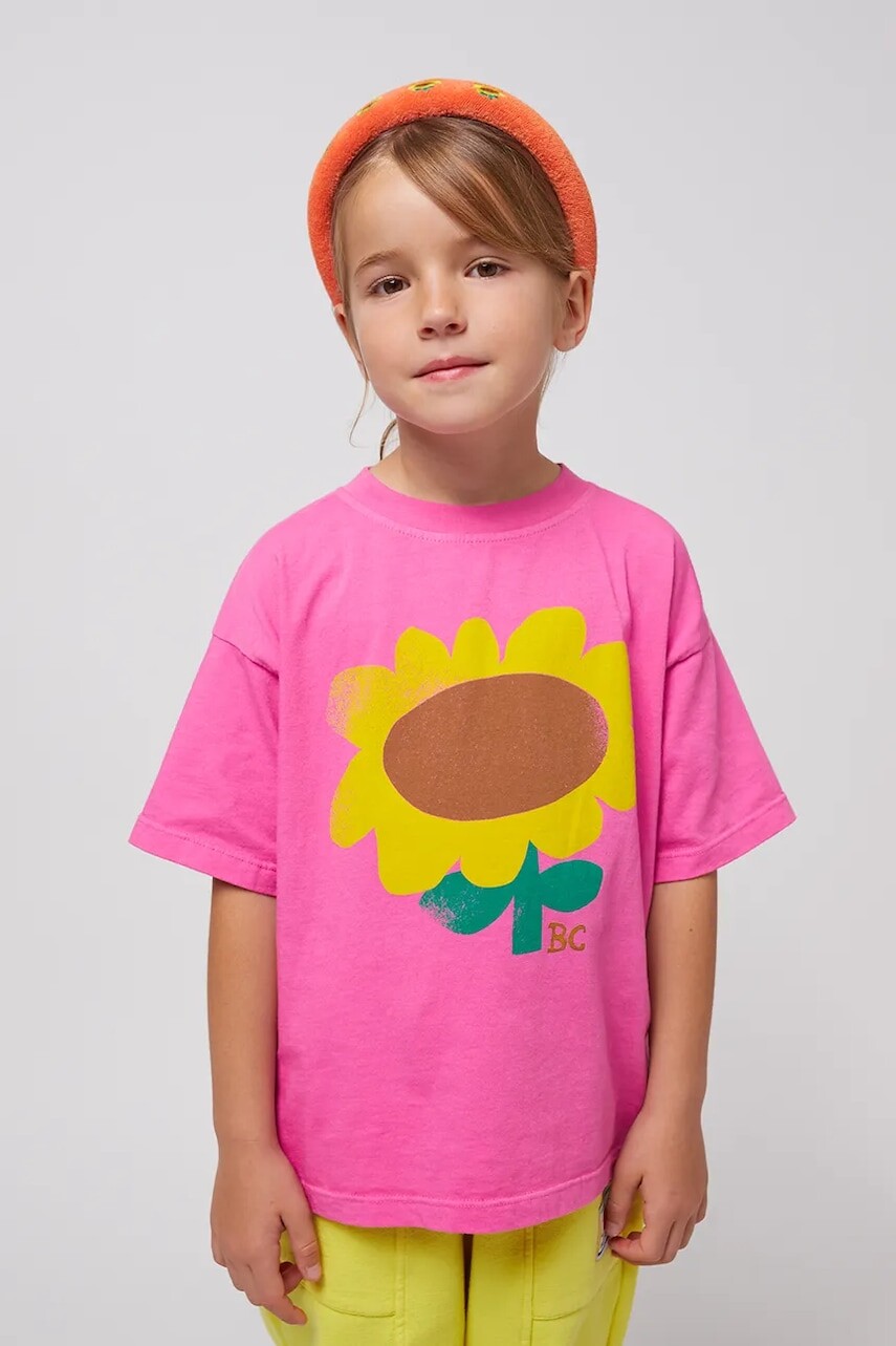 Detské bavlnené tričko Bobo Choses Sunflower ružová farba, 125AC009