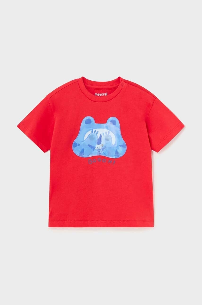 Detské bavlnené tričko Mayoral červená farba, s potlačou