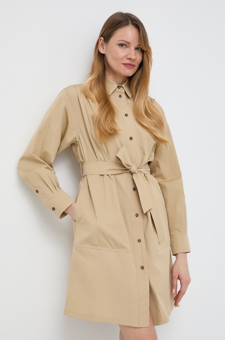 Bavlnené šaty Weekend Max Mara béžová farba,mini,rovný strih,2415221222600