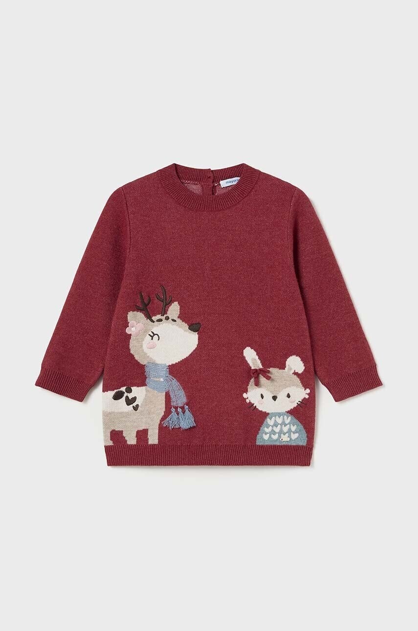 Šaty pre bábätká Mayoral červená farba, mini, rovný strih, 2918