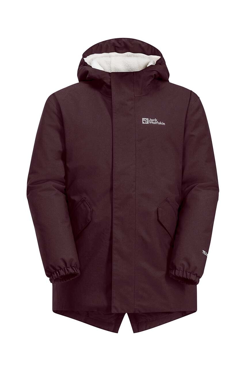 Detská bunda Jack Wolfskin bordová farba, 1609092