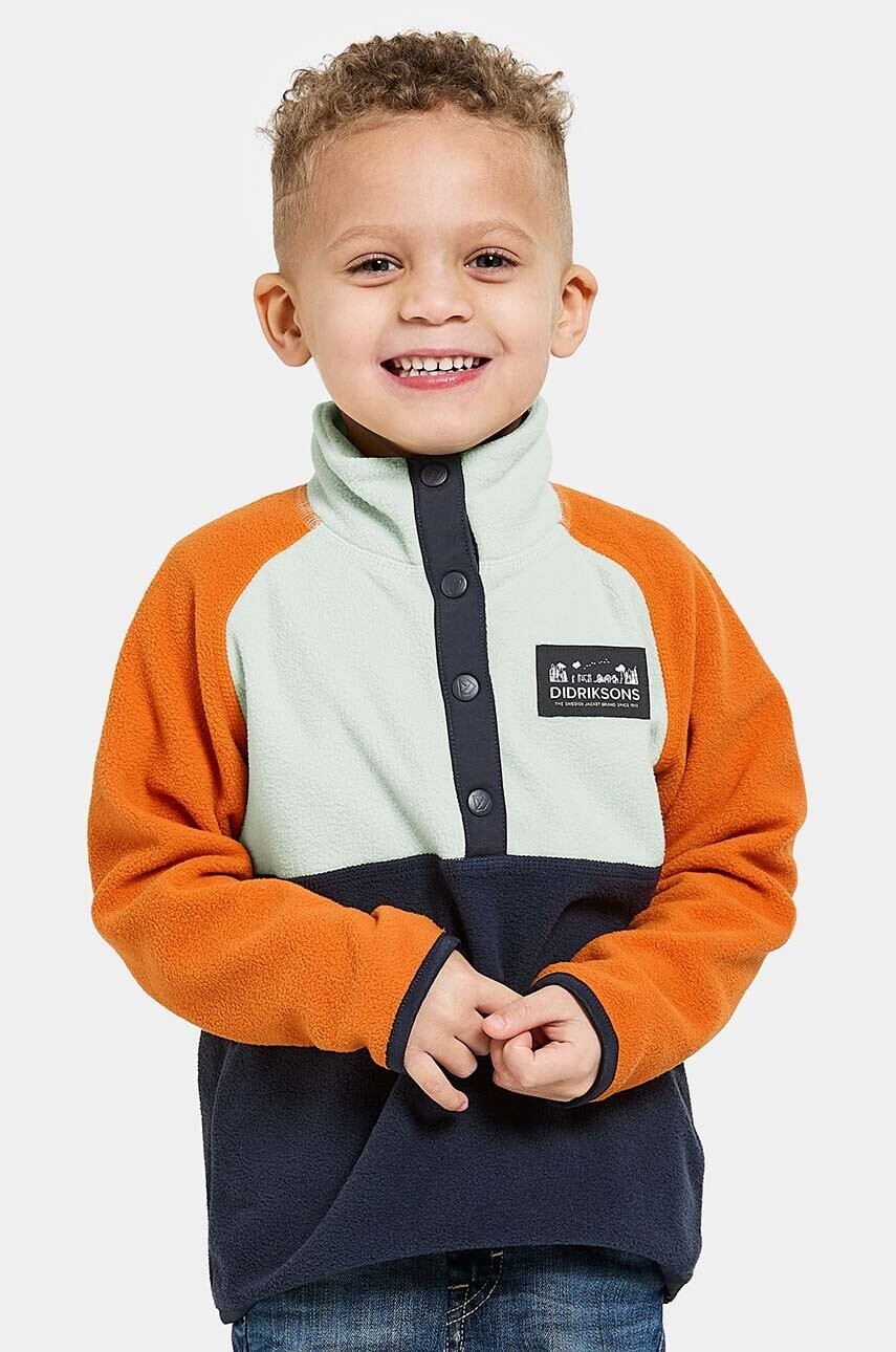 Detská fleecová mikina Didriksons MONTE KIDS HALF BU tmavomodrá farba, vzorovaná, 505590