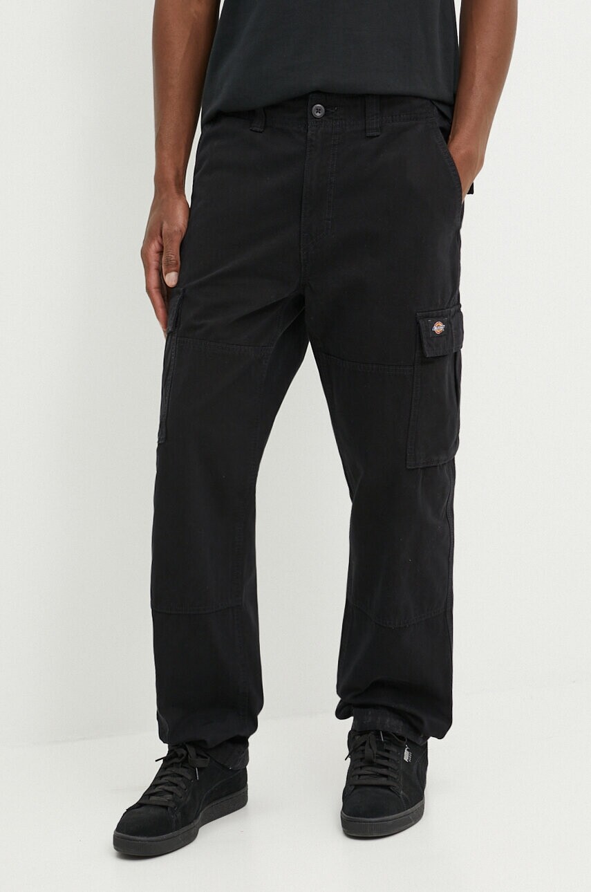 Bavlnené nohavice Dickies JOHNSON čierna farba, strih cargo, DK0A4YF2