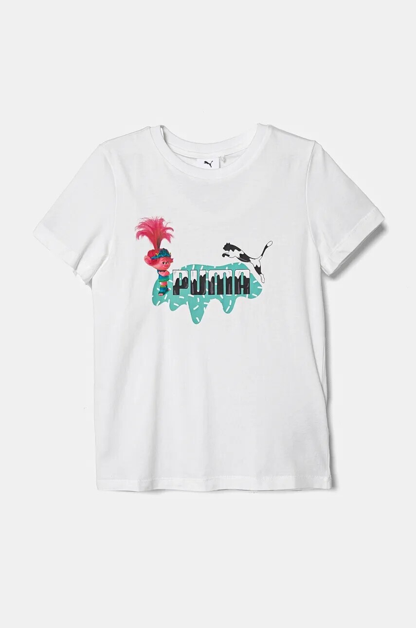 Detské bavlnené tričko Puma X TROLLS Tee biela farba, s potlačou, 627376