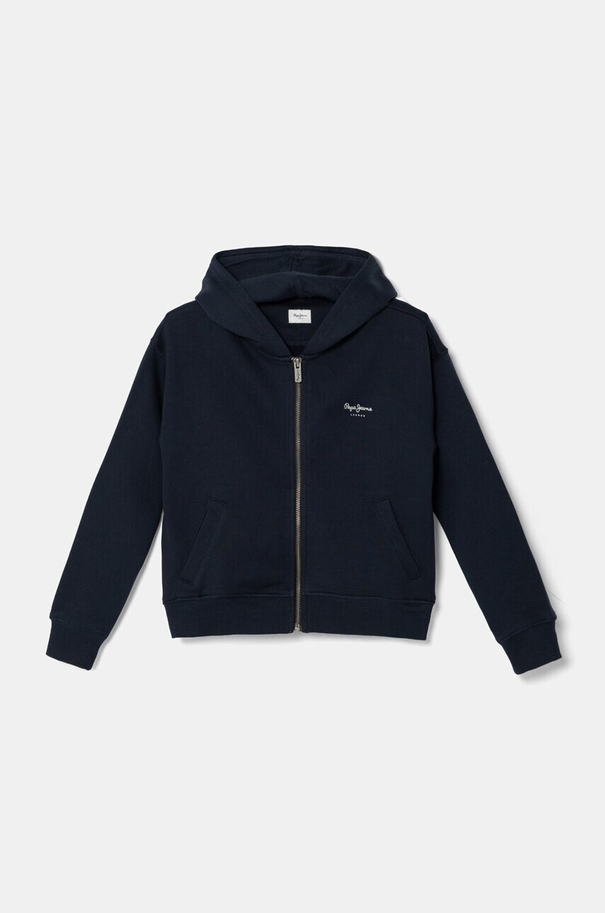 Detská bavlnená mikina Pepe Jeans VICKY tmavomodrá farba, s kapucňou, s potlačou, PG581337