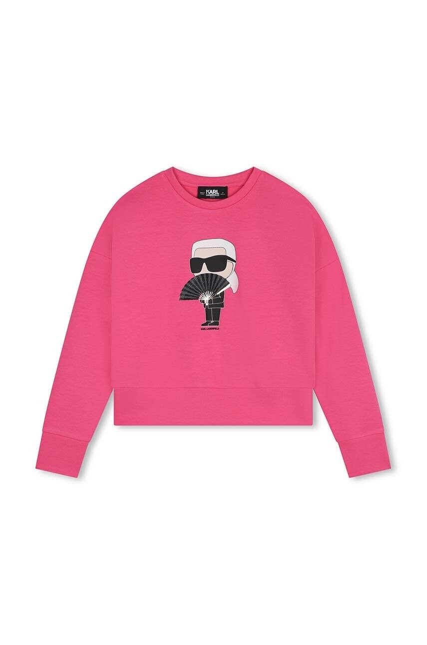 Detská mikina Karl Lagerfeld ružová farba, s potlačou, Z30219