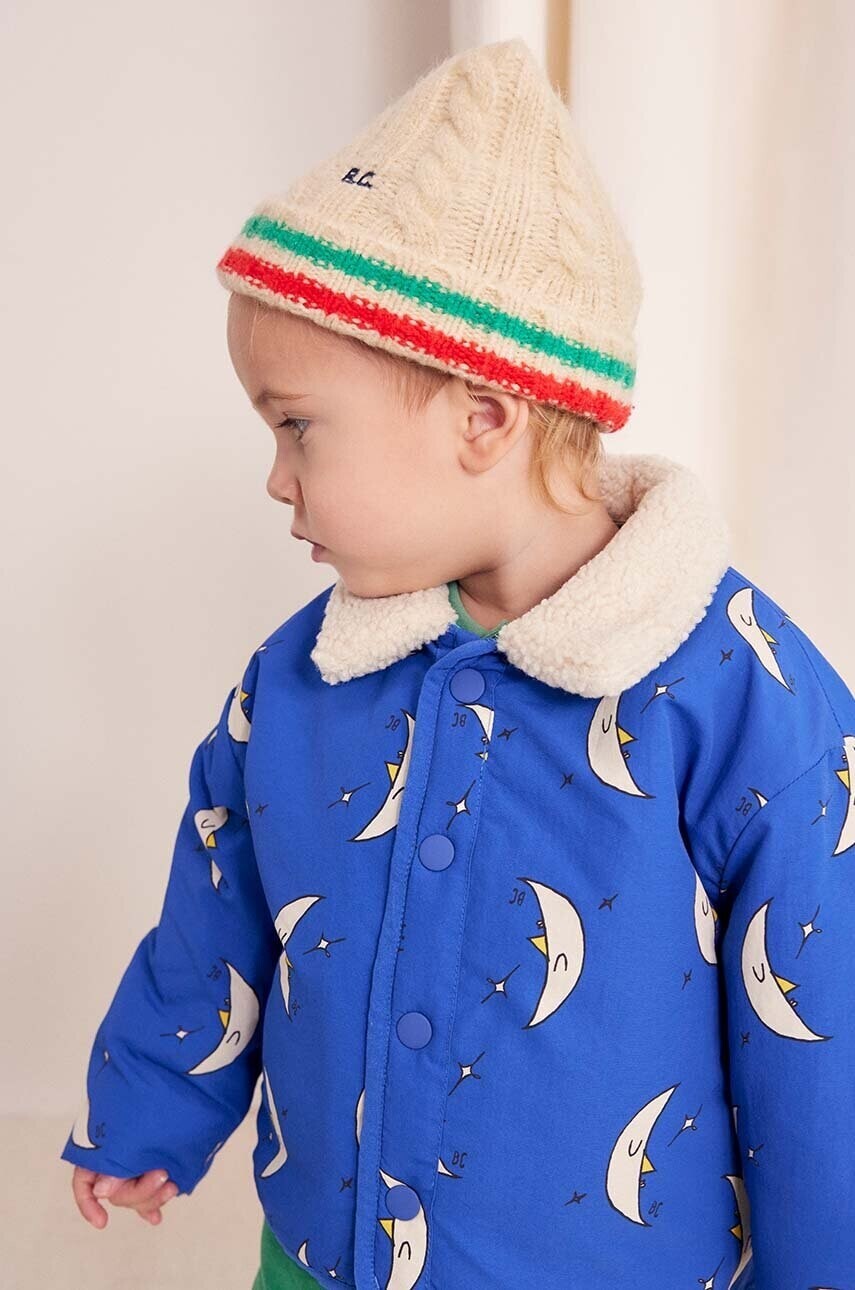 Detská čiapka Bobo Choses béžová farba biela, z tenkej pleteniny, 224AH031
