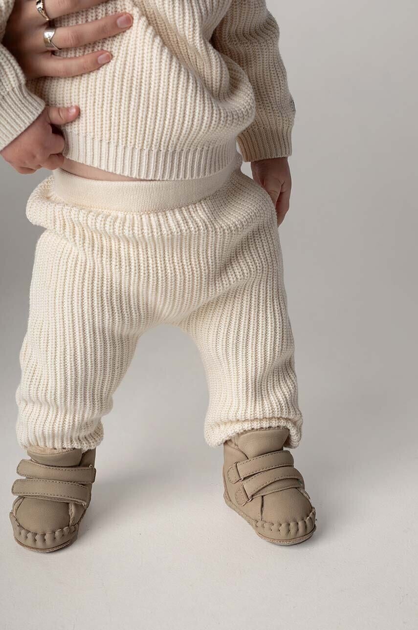 Bavlnené legíny pre bábätká Donsje Luca Trousers béžová farba, jednofarebné, 4090300