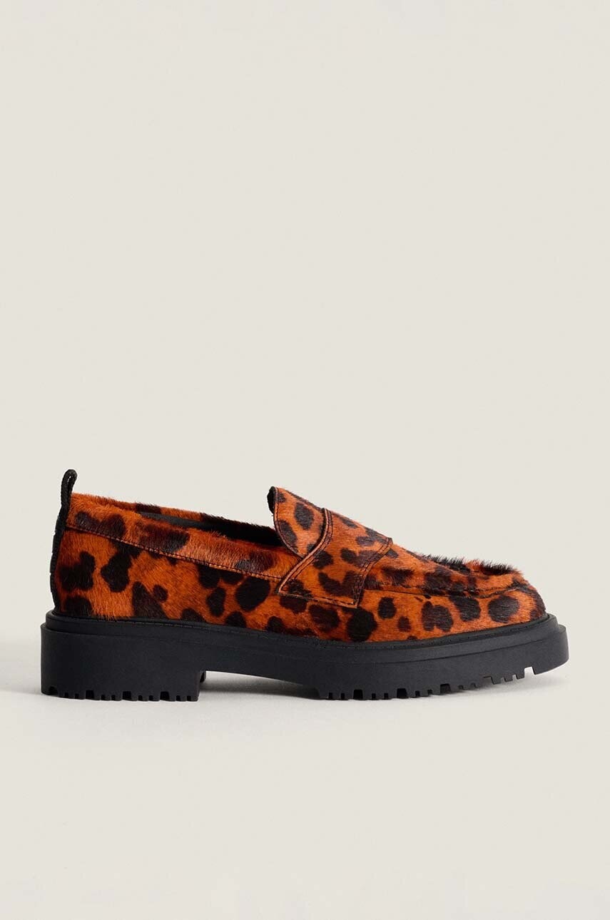 Kožené mokasíny Hoff LEOPARD NARANJA dámske, oranžová farba, na plochom podpätku, 22428001 SCHOOL