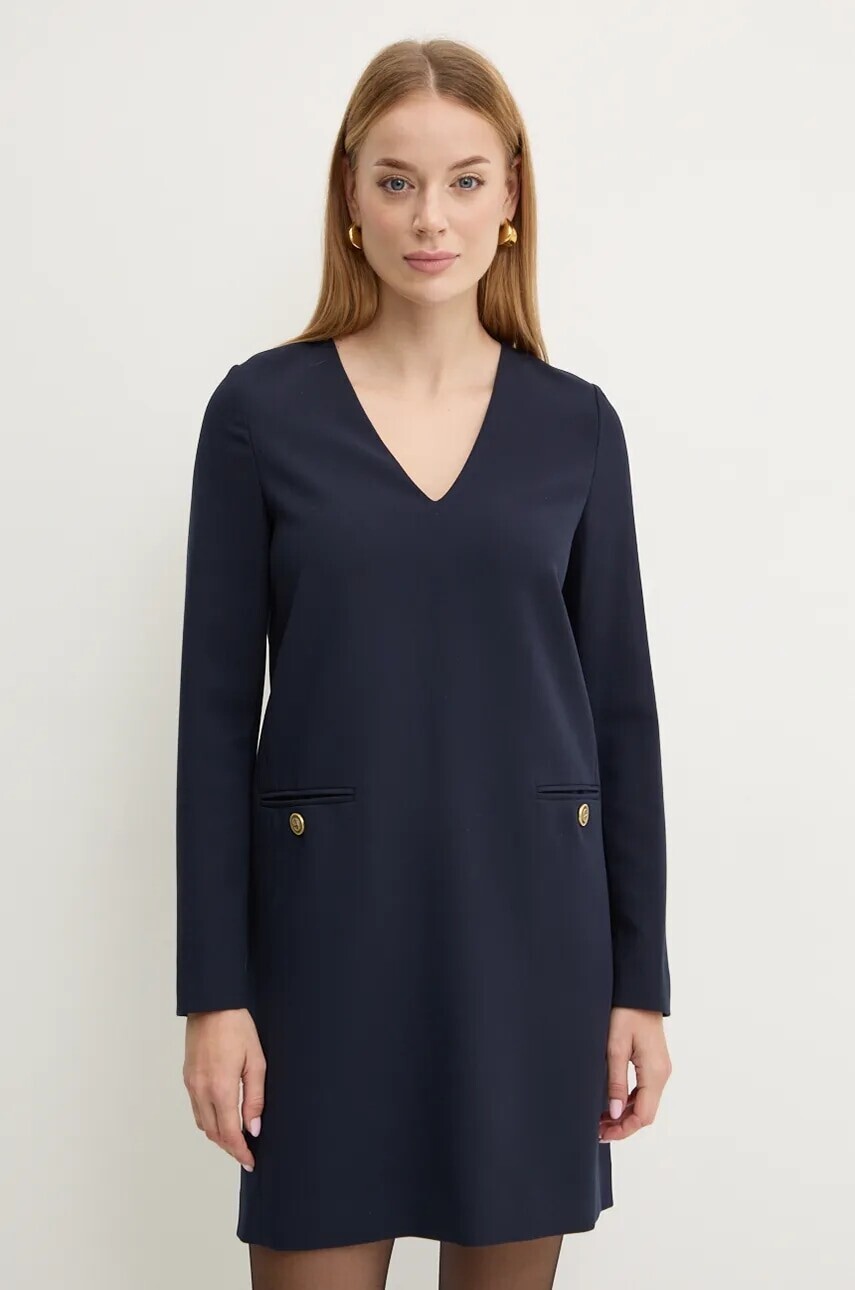 Šaty Twinset tmavomodrá farba, mini, rovný strih, 242TT2102