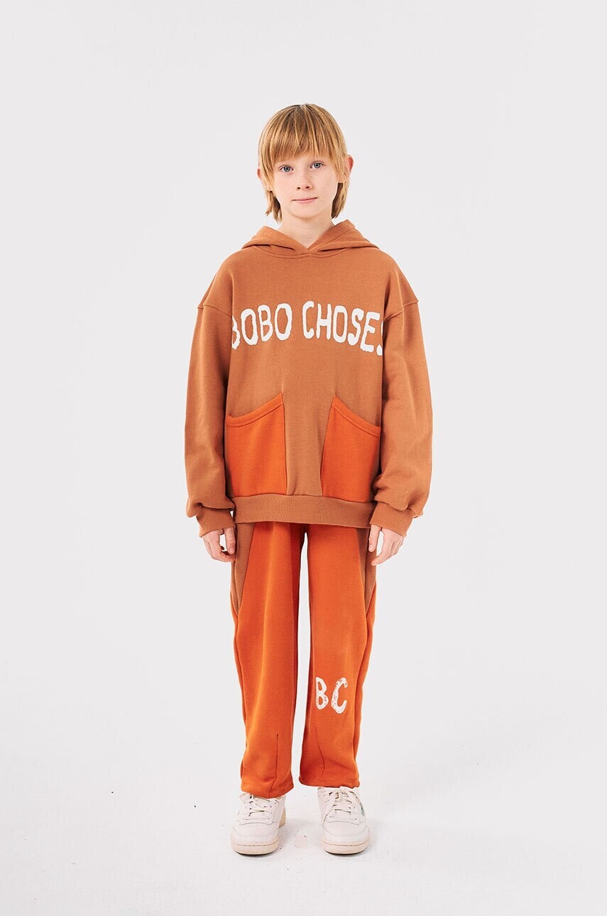 Detské bavlnené tepláky Bobo Choses oranžová farba, vzorované, 224AC084