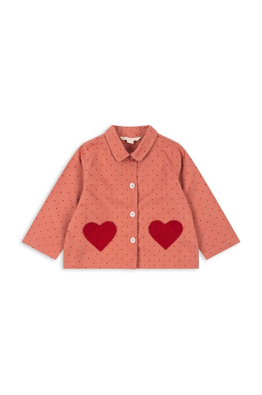Detská bavlnená bunda Konges Sløjd NOLA SHIRT JACKET GOTS ružová farba, KS101637