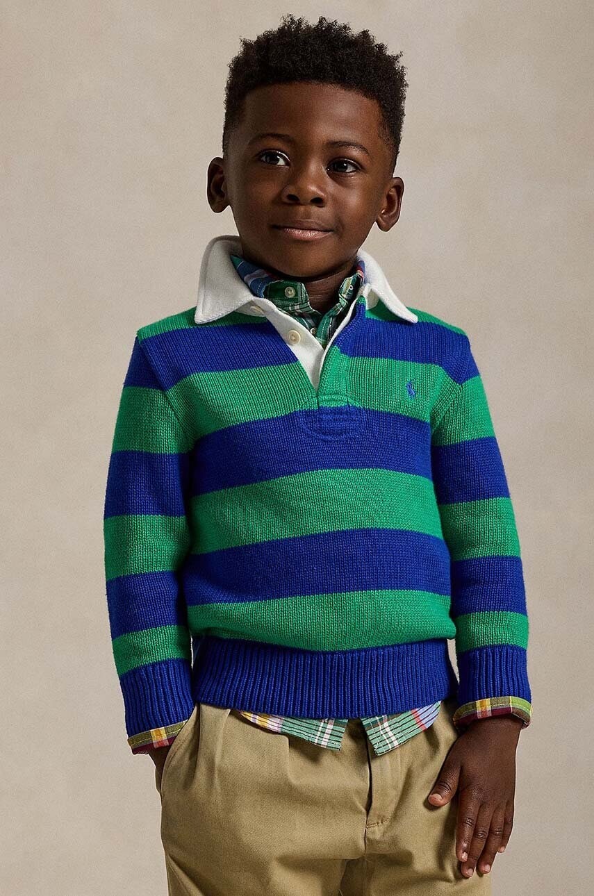 Detský bavlnený sveter Polo Ralph Lauren zelená farba, 322951145001
