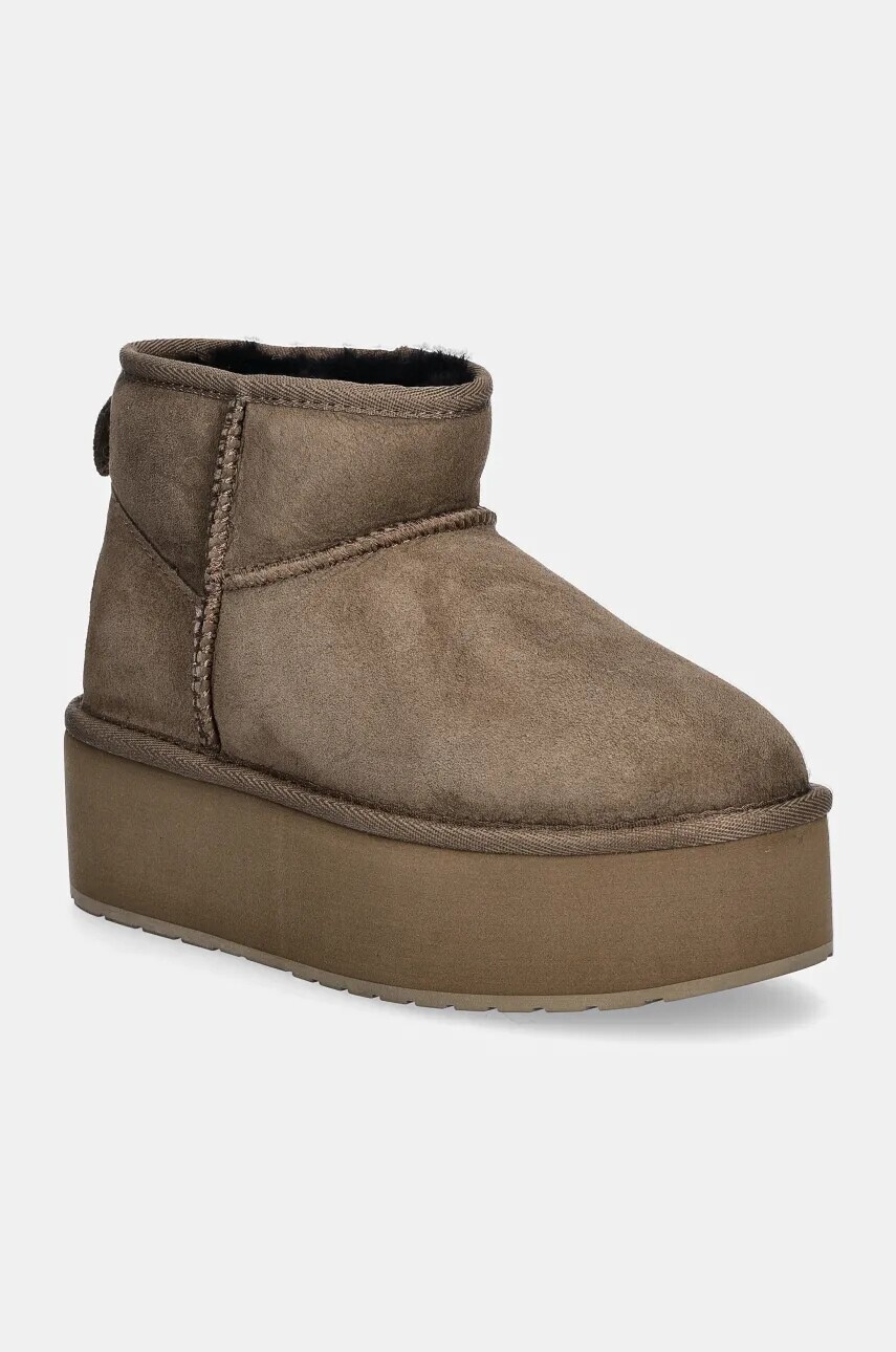 Semišové snehule Emu Australia Stinger Micro Flatform hnedá farba, W13082.CORI