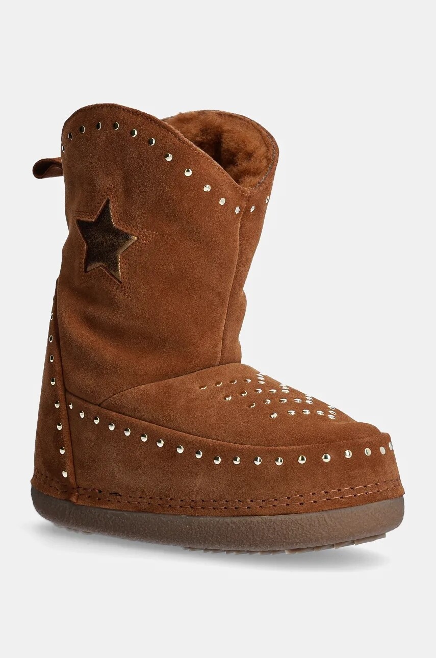 Semišové snehule Inuikii Cowboy Studs hnedá farba, 75101-066