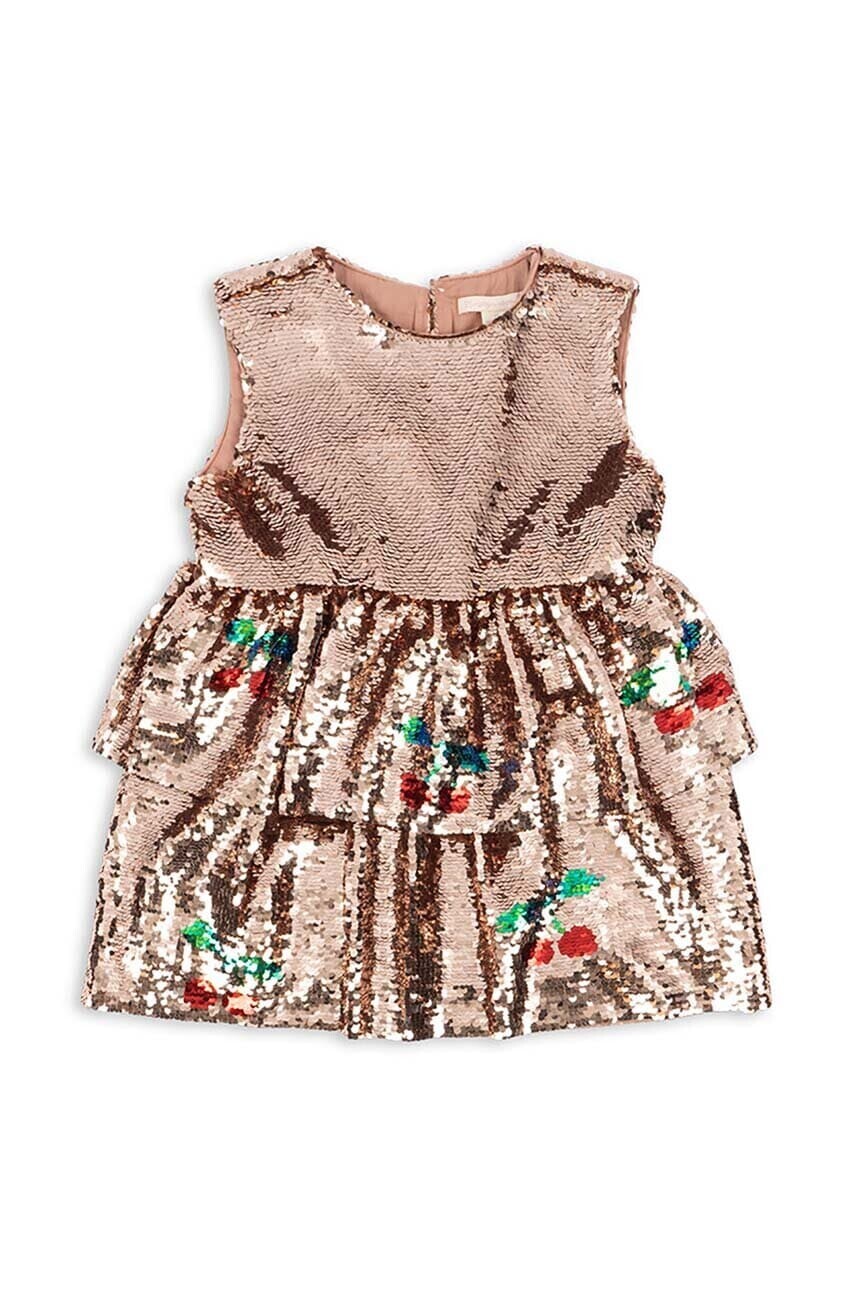 Dievčenské šaty Konges Sløjd LULU DRESS béžová farba, mini, áčkový strih, KS101574
