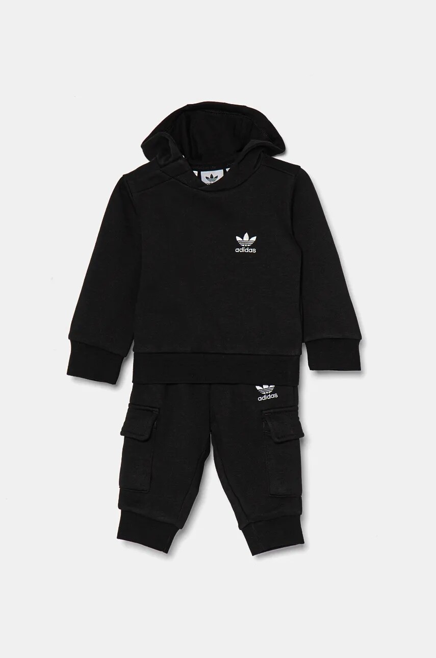 Detská tepláková súprava adidas Originals HOODIE SET čierna farba, IW1007