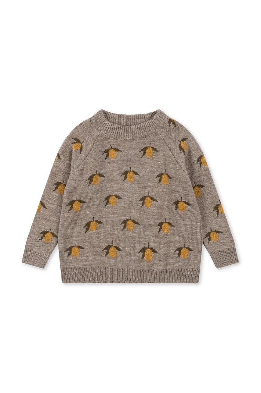 Detský vlnený sveter Konges Sløjd BELOU LEMON KNIT BLOUSE šedá farba, KS101427