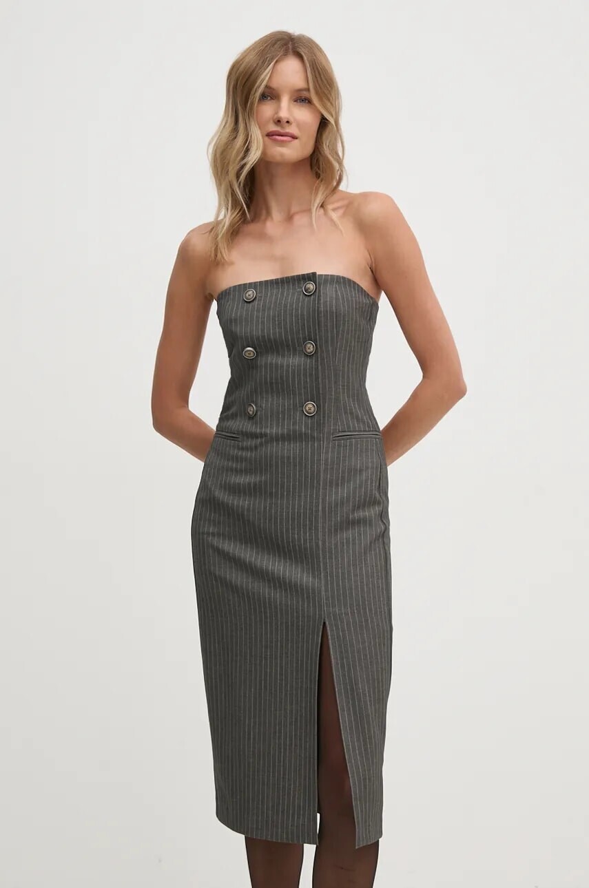 Šaty Sisley šedá farba, mini, priliehavá, 4OPDLV06L