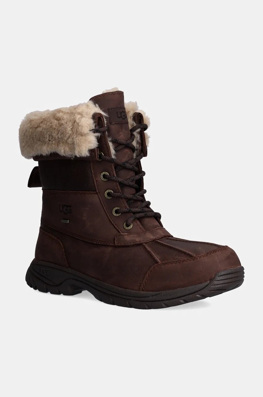 Kožené členkové topánky UGG Butte Distressed pánske, hnedá farba, 1159510-BCDR