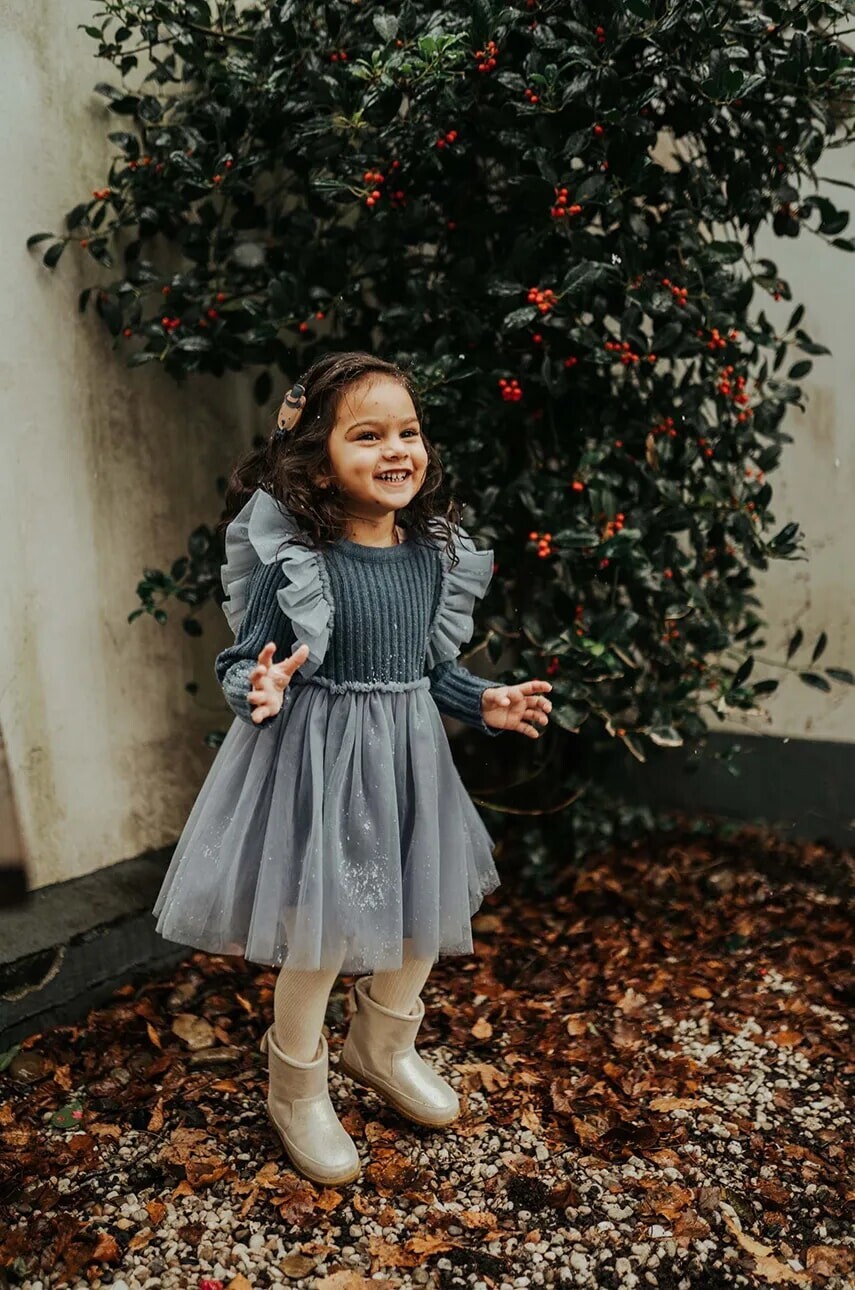 Šaty pre bábätká Donsje Bilie Dress tmavomodrá farba, mini, áčkový strih, 4083200