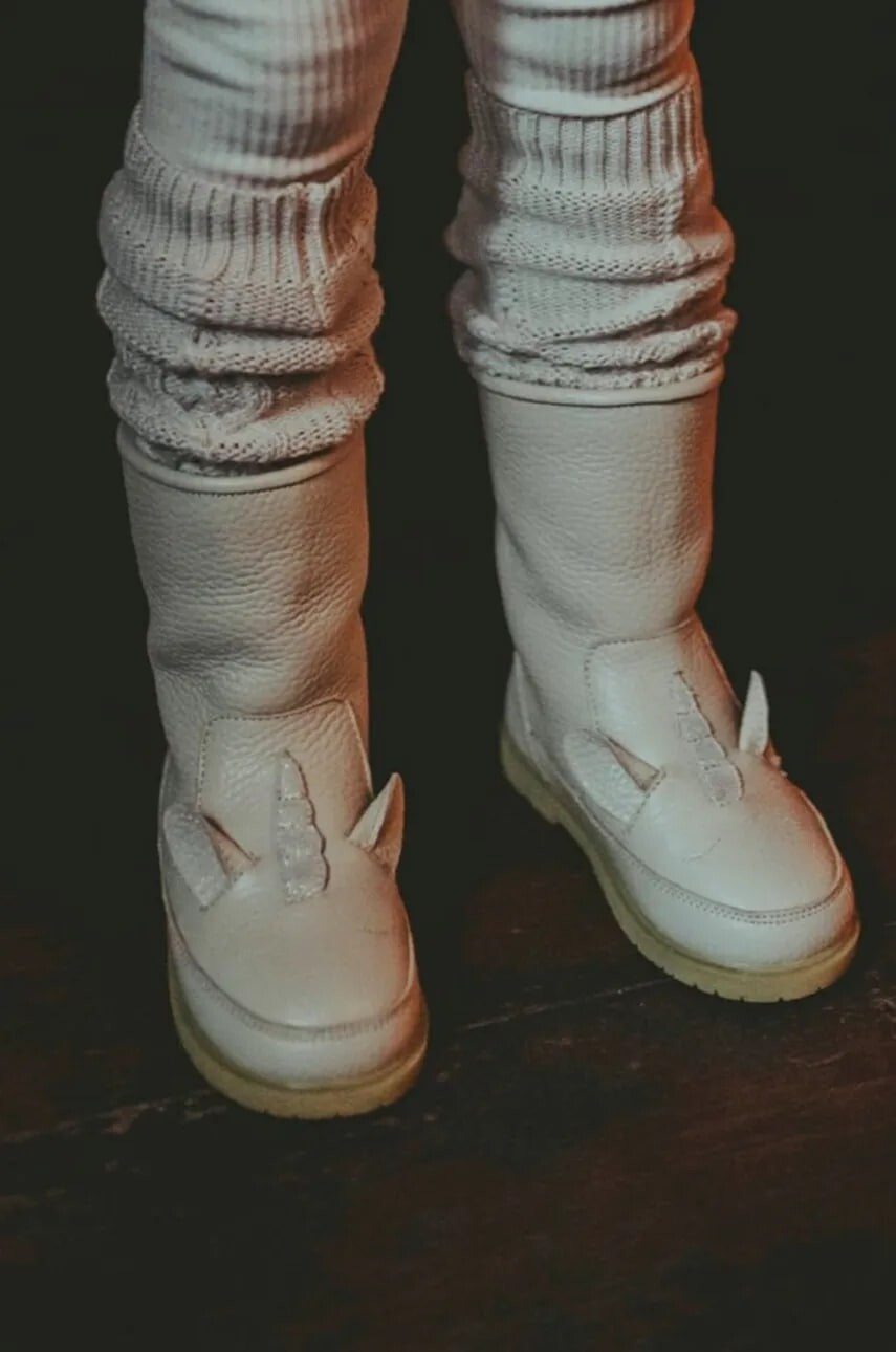Detské zimné kožené topánky Donsje Wadudu Special Boots Unicorn ružová farba, 2022109