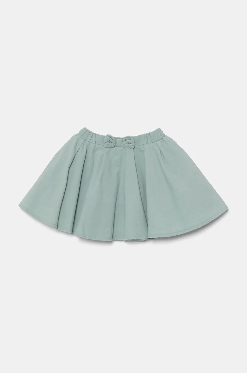 Detská manšestrová sukňa United Colors of Benetton zelená farba, mini, áčkový strih, 4O5GG000Y