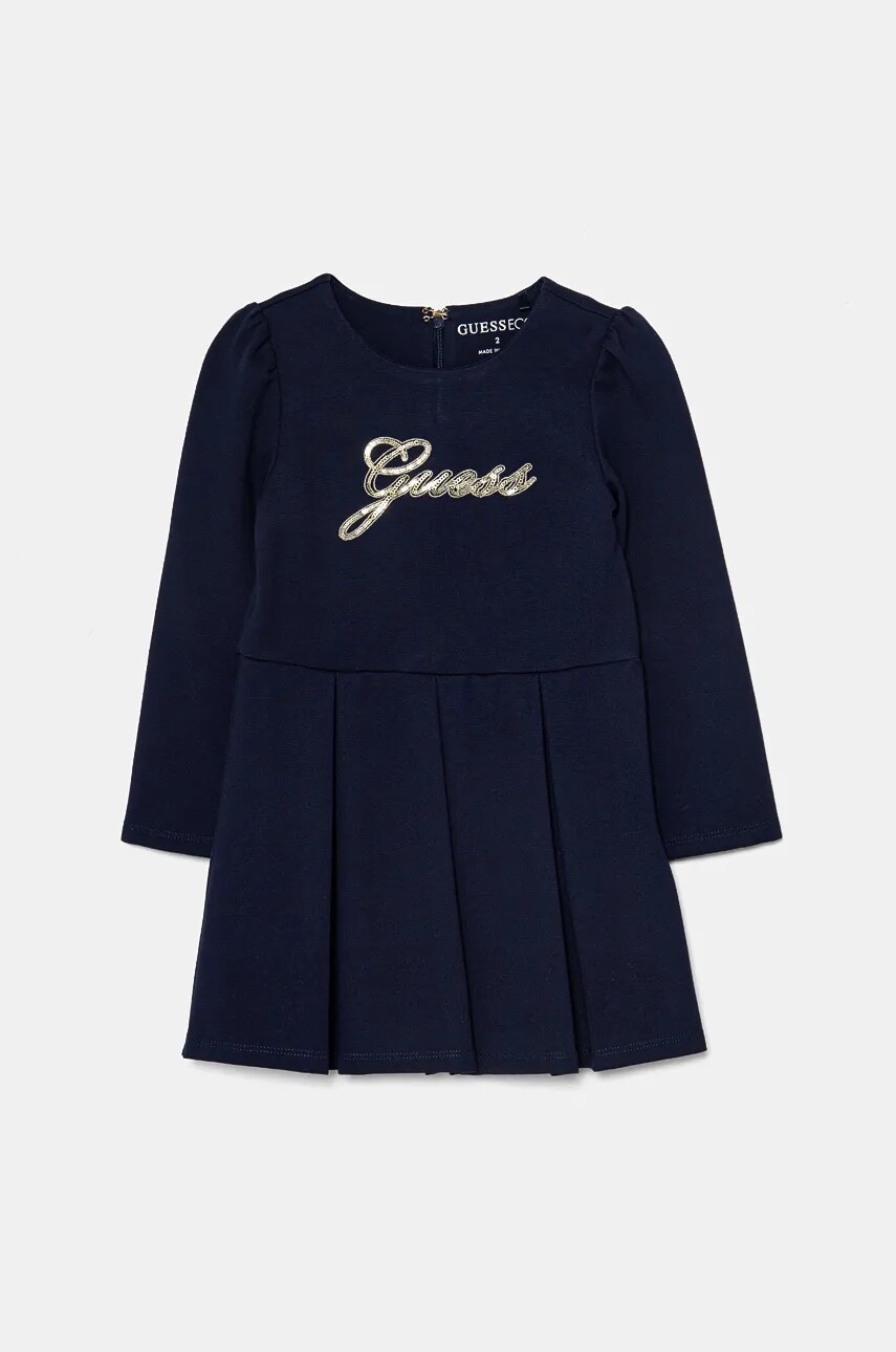 Dievčenské šaty Guess tmavomodrá farba, mini, áčkový strih, K4BK00 KAUH0